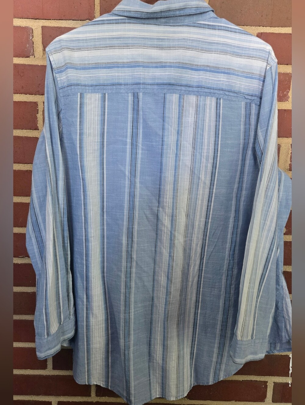 NWT Terra & Sky 0X 14W Blue Striped 100% Cotton Button Front Shirt Plus Size - Picture 3 of 5